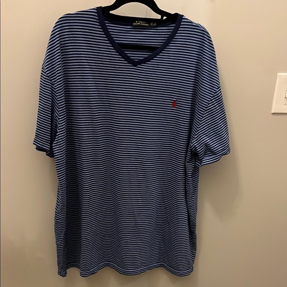 POLO Ralph Lauren Short Sleeved Tee Shirt Striped Blue Size 2XB Big - Picture 1 of 8